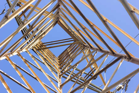 High voltage power cord. Sub-station. High voltage transmission tower. A distribution substation...