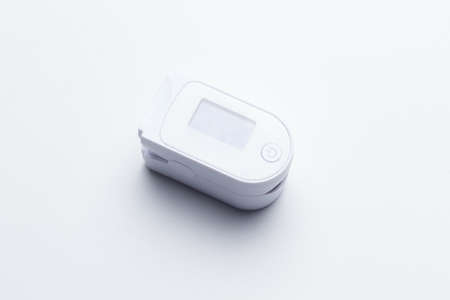 The process of measuring the level of oxygen in the blood. Concept. A pulse device for measuring...