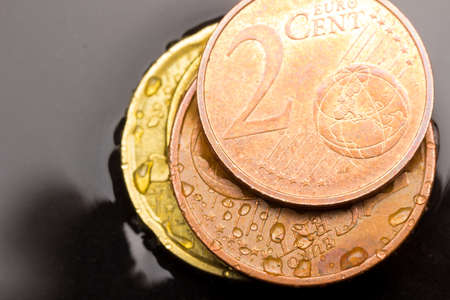 Euro coins, euro cents; official currency of the european economic community. euro coins, euro...