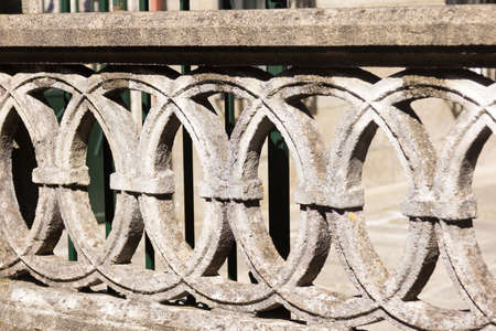 Classic engineering work; bridge over quiet riverの写真素材