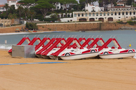 Pedal-powered pleasure boats. Human effort to be able to navigateの写真素材