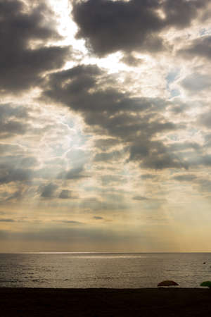 Twilight, sunset in summer on the Catalan coastの写真素材