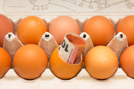 Eggs and money bills