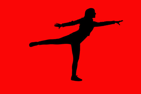 silhouette of young girl dancing modern danceの写真素材