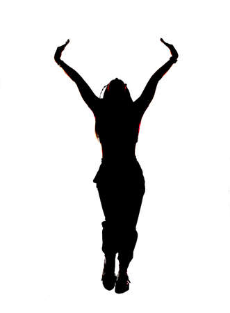 silhouette with dance moves on white backgroundの写真素材