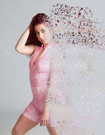 disintegration of a young, beautiful and sexy woman