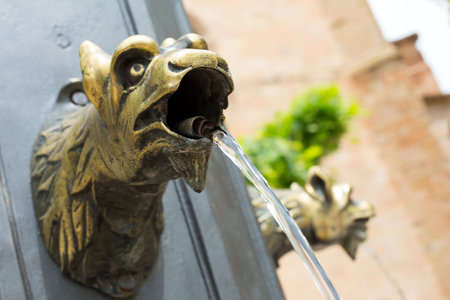 stone fountain, classic fountain with a fresh water spoutの写真素材