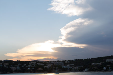 Clouds at sunset on a late summer day.の写真素材