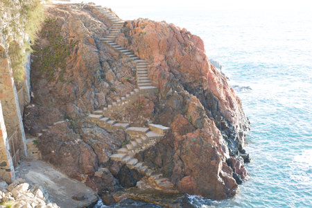 Rocks in the sea, Catalan Costa Brava, Mediterranean Seaの写真素材