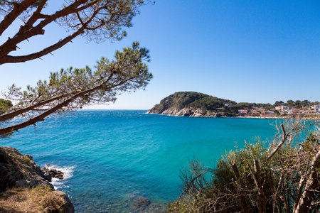 Fosca beach in the municipality of PalamÃ³s on the Catalan Costa Brava, Spain.の写真素材