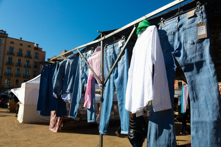 Bustling outdoor market in Vic's picturesque town square under a clear blue sky