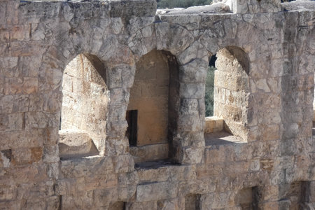 The odeon of herodes atticus stands majestically on the acropolis, a testament to ancient greek architecture and entertainmentの写真素材
