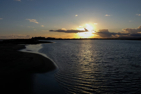 Beautiful landscape showing the salt marshes of Faro in the Algarve region, Portugal