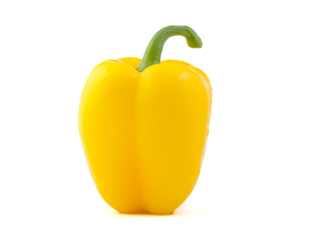 Close up of fresh yellow pepper on white backgroundの写真素材
