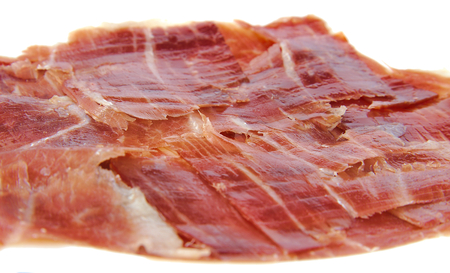 Closeup of serrano ham slices. Jabugo. Spanish tapaの写真素材