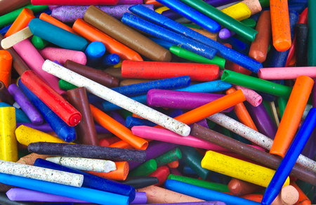 Bunch of very used wax crayons. Colourful conceptの写真素材