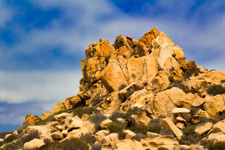 Beautiful rock formation with blue sky backgroundの写真素材