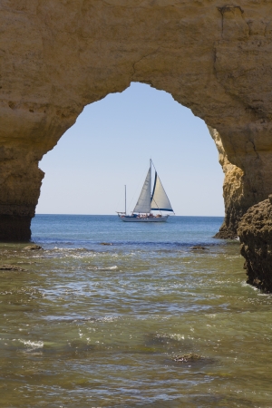 Sailboat party on calm oceanの写真素材