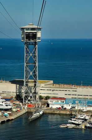 Ferry cable tower - Barcelonaの写真素材