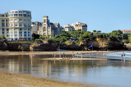 Beach in the french city of Biarritzの写真素材