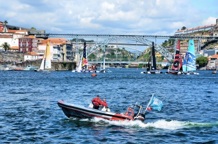 Extreme sailing series in Douro river near the city of Porto