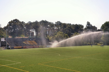 Soccer field to be wateredのeditorial素材