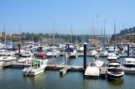 Marina on river Douro near the city of Portoのeditorial素材