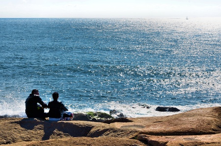 Loving couple looking at the horizonのeditorial素材