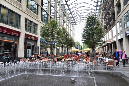 Modern shopping mall with terraces in the city of Berlinのeditorial素材