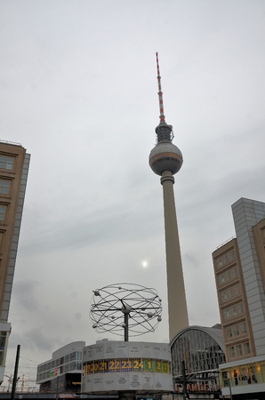 World clock and the communications towerのeditorial素材