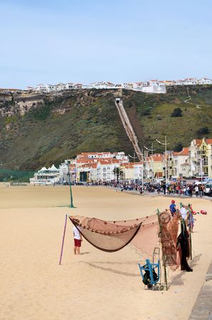 The famous city and beach of Nazare in Portugalのeditorial素材