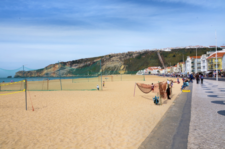 The famous city and beach of Nazare in Portugalのeditorial素材