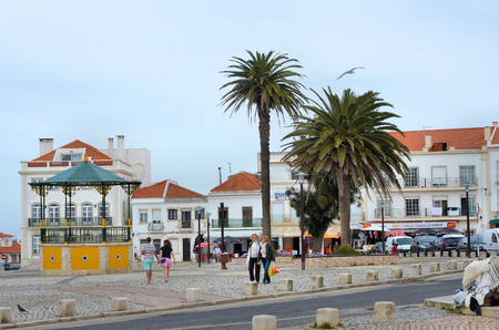 Historic square in the city of Nazare in Portugalのeditorial素材