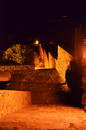 Ancient castle at nightのeditorial素材