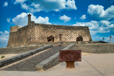 ARRECIFE, LANZAROTE, SPAIN - MAY 16, 2016: A view of the historic Castillo de San Gabriel in Arrecife, on the volcanic island of Lanzarote.のeditorial素材