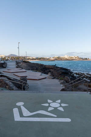 view of the new promenade of costa teguise in lanzarote island, canary islands spainの写真素材