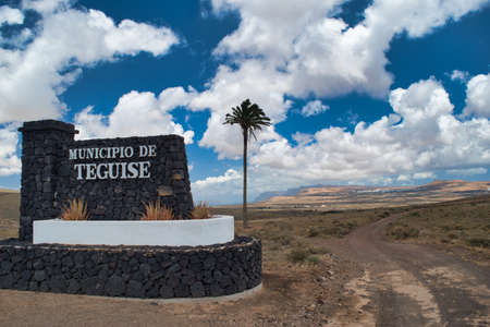 entrance to the municipality of teguise wonderful place on the island of lanzarote canary islands, spainの写真素材