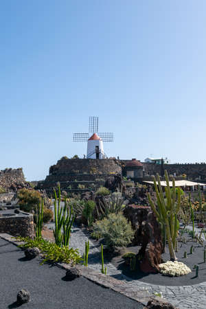 Lanzarote / Spain - September 9, 2020: Jardin de cactus, created by Cesar Manrrique on the volcanic island of Lanzarote, Canary Islands, Spainのeditorial素材