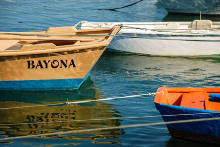 boats moored in Baiona  Galicia  Spainのeditorial素材