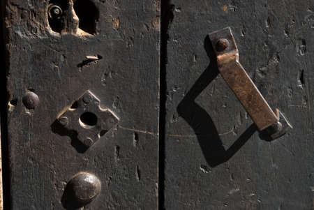 lock of an old wooden doorの写真素材