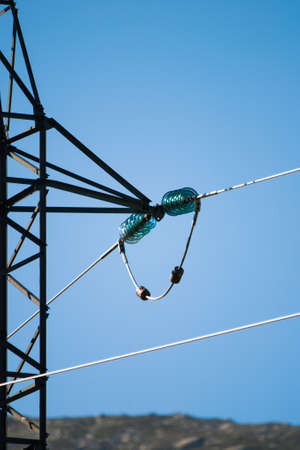 detail of the insulators of high voltage tower
