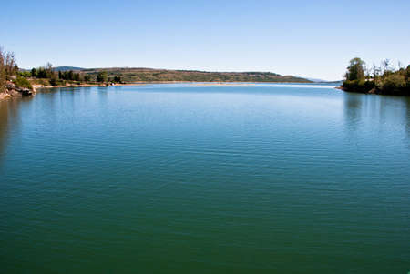 view of Ebro reservoir located in northern Spainの写真素材