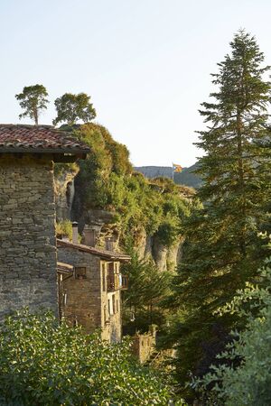 A peaceful view of the streets of a mountain villageの写真素材