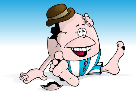 This silly egg has had a big fall and cracked himself open.のイラスト素材