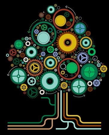 Vector illustration of an Abstract Cog Treeのイラスト素材