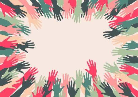 Retro abstract hands with copy spaceのイラスト素材