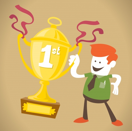 Corporate Guy wins a trophyのイラスト素材