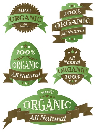Retro Organic Themed Label Setのイラスト素材