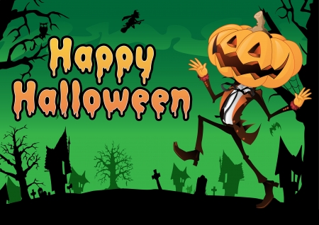 Happy Halloween Postcard のイラスト素材