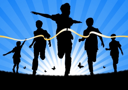 Boys Running in a raceのイラスト素材